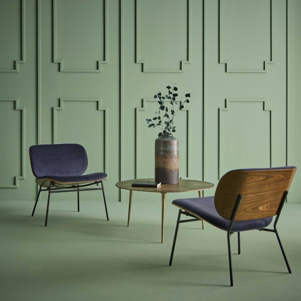 Fauteuil en velours bleu SERGE